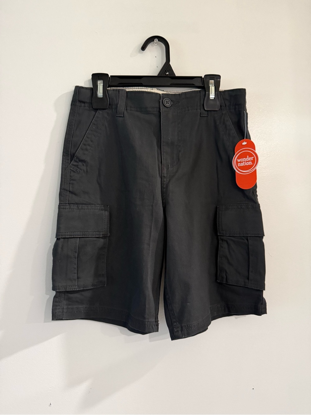 wonder nation Black Cargo Shorts with Side Pockets